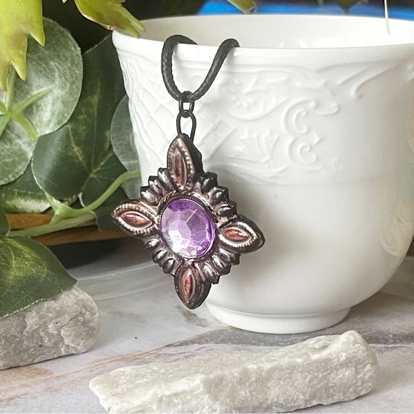 5 For $25💫3-D Jeweled Purple Gemmed Pendant Necklace - Picture 4 of 6